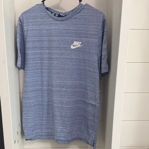 Nike Heathered Light Blue Short Sleeve Tee with White Logo